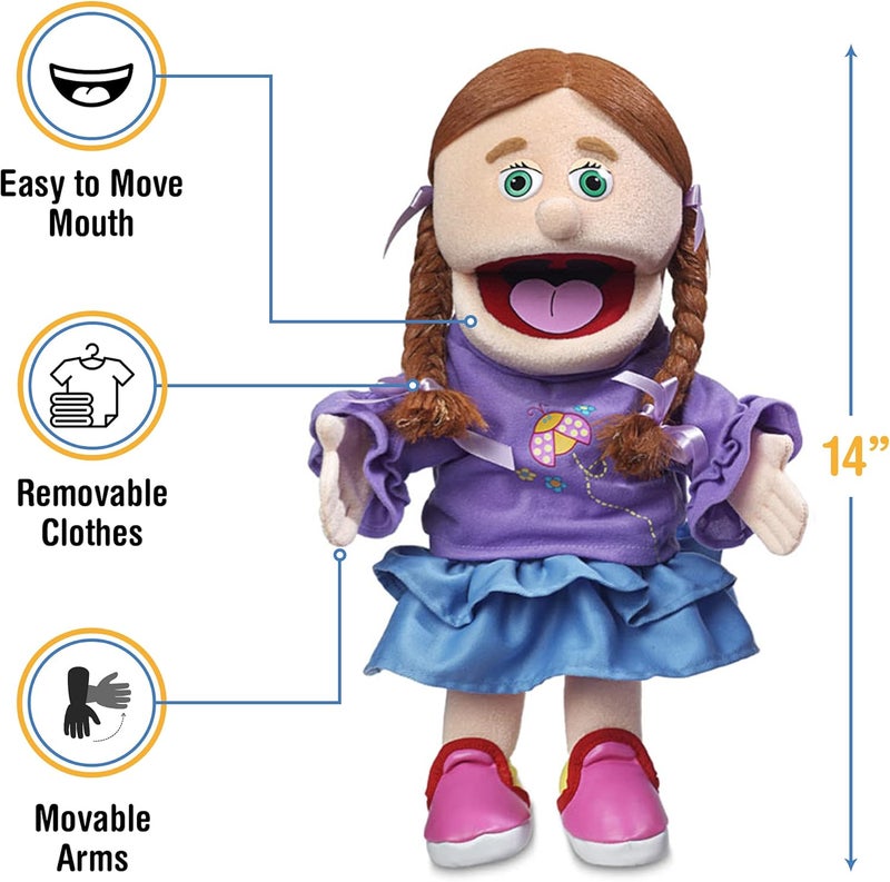 Silly Puppets 14" Amy Hand Puppet - Peach Girl with Removable Clothes - Image 3