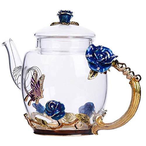 SilverTree Tea Pot Glass, Fancy Tea Cup, Fancy Tea Set for Adults, Pretty Tea Teapot（10.6oz / 300ml） (Blue) - Image 1