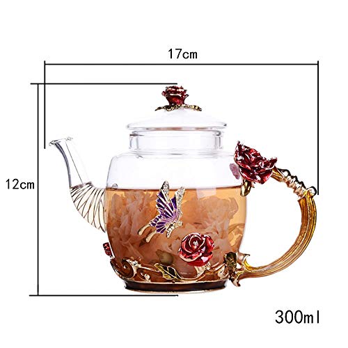 SilverTree Tea Pot Glass, Fancy Tea Cup, Fancy Tea Set for Adults, Pretty Tea Teapot（10.6oz / 300ml） (Blue) - Image 2