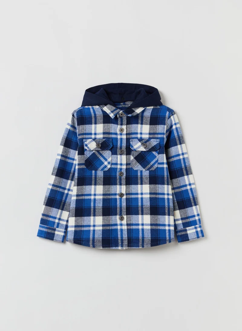 او في اس Ovs Boys Checked Hooded Shacket