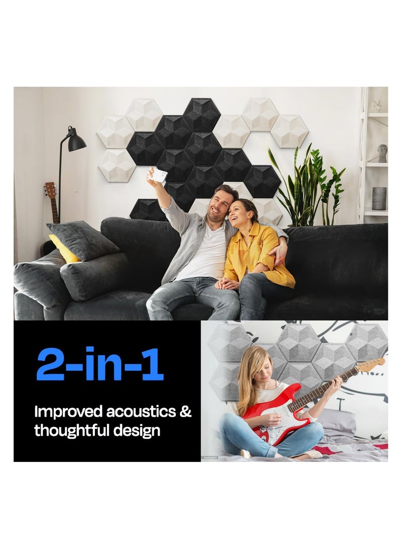 SYOSI 12 PCS Self-adhesive Acoustic Foam Panels, 14"x13"x 0.4" Soundproof Wall Panels, Wall Decoration, Sound Absorbing Panel, High-Density Sound Dampening Wall Panels, Acoustic Treatment Panel for Studio - Image 2