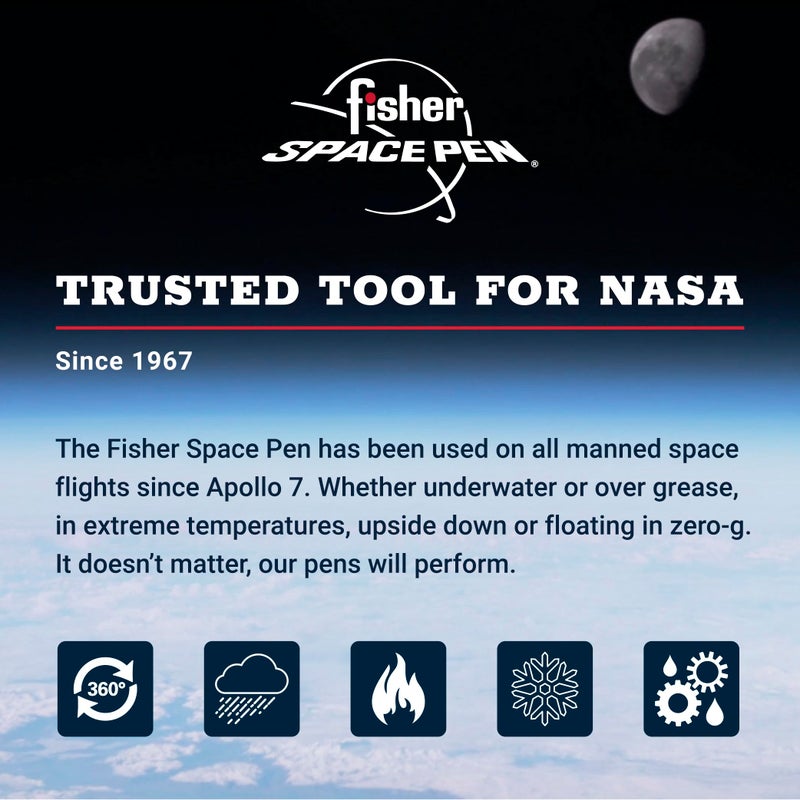 Fisher Space Pen Shiny Black Eclipse Pen, Pressurized Ballpoint Pen, Writes Upside Down and in Extreme Temperatures, Smooth Black Ink, Medium Point, Pocket Clip - Image 4