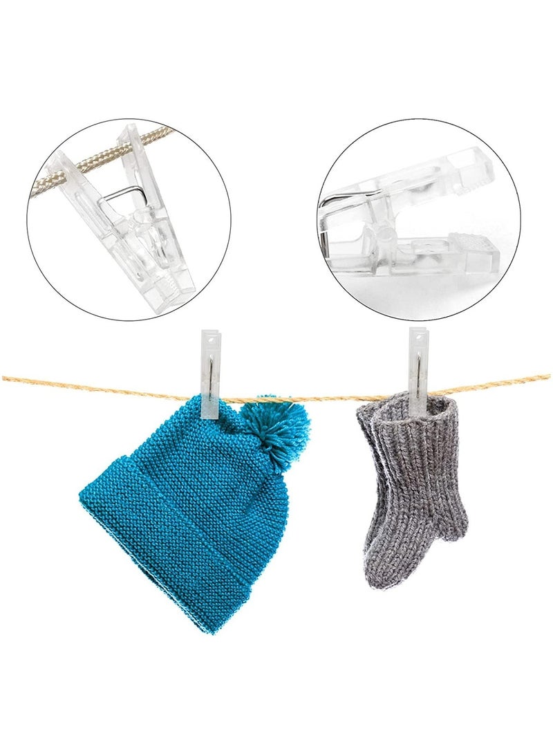 SYOSI 40 Pcs Plastic Clothespins Clear Plastic Towel Clips Laundry Clothes Pins Clips Clothes Drying Line Pegs for Towels Clothespins for Hanging Clothes - Image 2