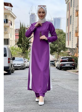 Slit Detailed Hijab Suit 0327-07 Lilac