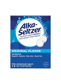 Alka-Seltzer أقراص فوارة بنكهة أصلية لتخفيف الأعراض المتعددة بسرعة، أقراص فوارة قابلة للذوبان، 72 قرصًا، قد تختلف العبوة  - Image 1