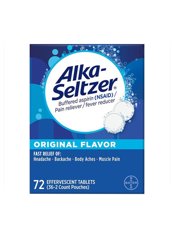 Alka-Seltzer - Effervescent Tablets Original Flavor Fast Multisymptom Relief Dissolvable Effervescent Fizzy Tablets 72 Ct Package May Vary - Image 1