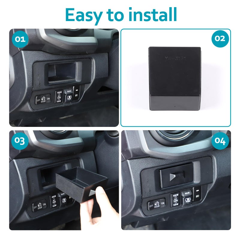 CHEAYAR Car Central Control Storage Box Compatible with Toyota Tacoma 2016-2022, Drivers Side Cubby Drawer, Coin Key Card Holder - Interior Tray Organizer Upgrade Accessories (Black - Minimalist) - Image 5