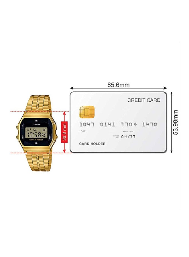 CASIO Unisex Metal Digital Wrist Watch A159WGED-1JF - 33 mm - Gold - Image 4