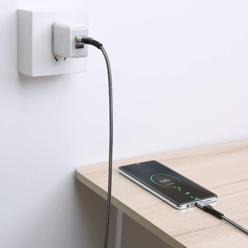 Fasgear كابل USB C من هواوي سوبر تشارج 40 واط بطول 6 أقدام، كابل شحن سريع 5 أمبير من نوع C مع تصميم مضفر من النايلون متوافق مع هواوي P40، P30، P20 لايت، ميت 40/30/20، ميت 20 برو، ميت RS، هونر بلاي، هونر فيو 20 (أسود) - Image 5