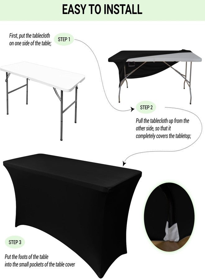 Obstal 6ft Stretch Spandex Table Cover for Standard Folding Tables - Universal Rectangular Fitted Tablecloth Protector for Wedding, Banquet and Party, 72L x 30W x 30H Inches, Stamping Gold, 2pc - Image 5