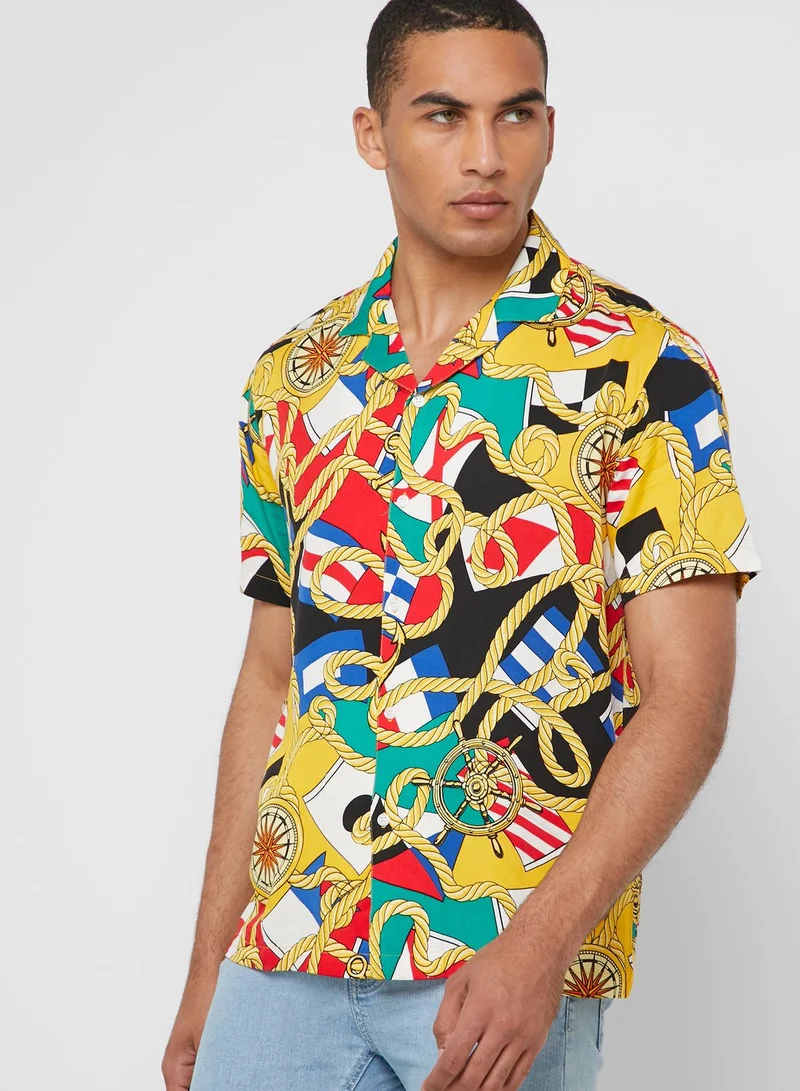 FOREVER 21 Classic Fit Nautical Print Shirt