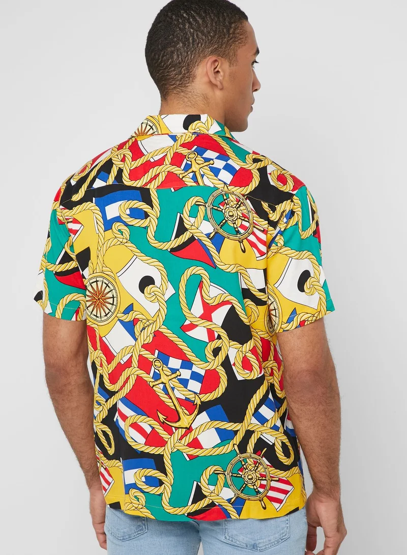 FOREVER 21 Classic Fit Nautical Print Shirt
