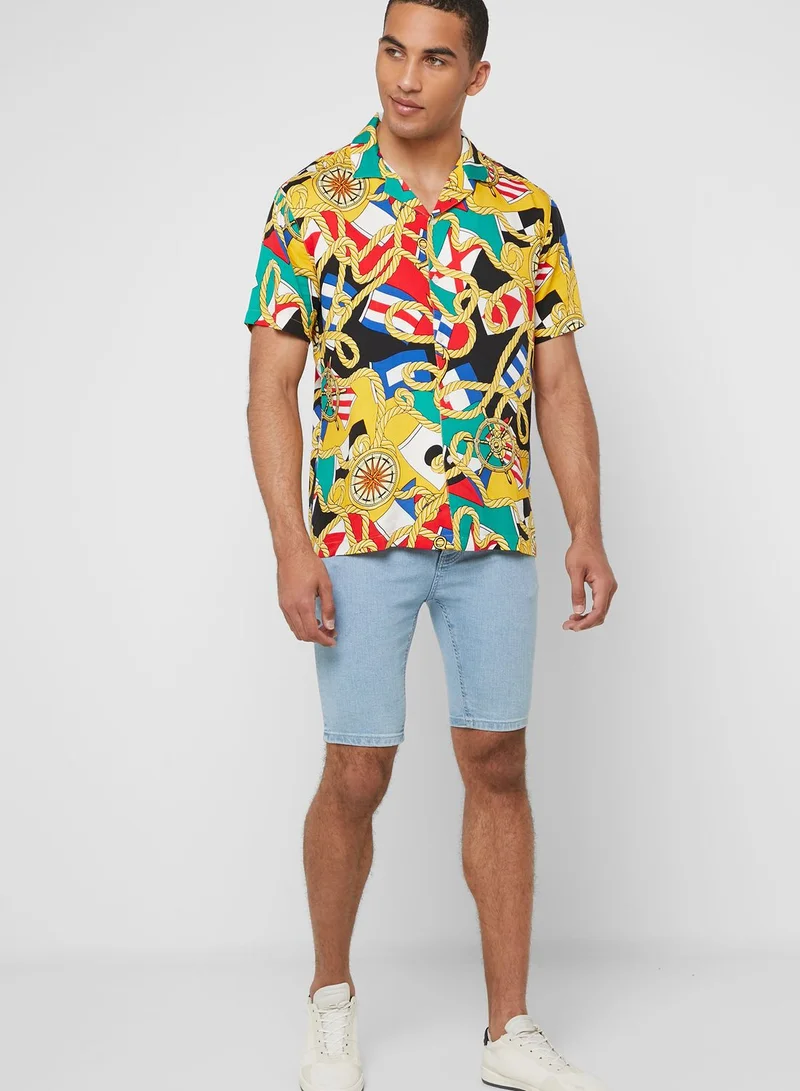 FOREVER 21 Classic Fit Nautical Print Shirt