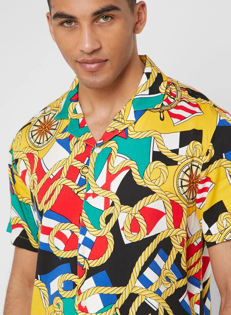 FOREVER 21 Classic Fit Nautical Print Shirt