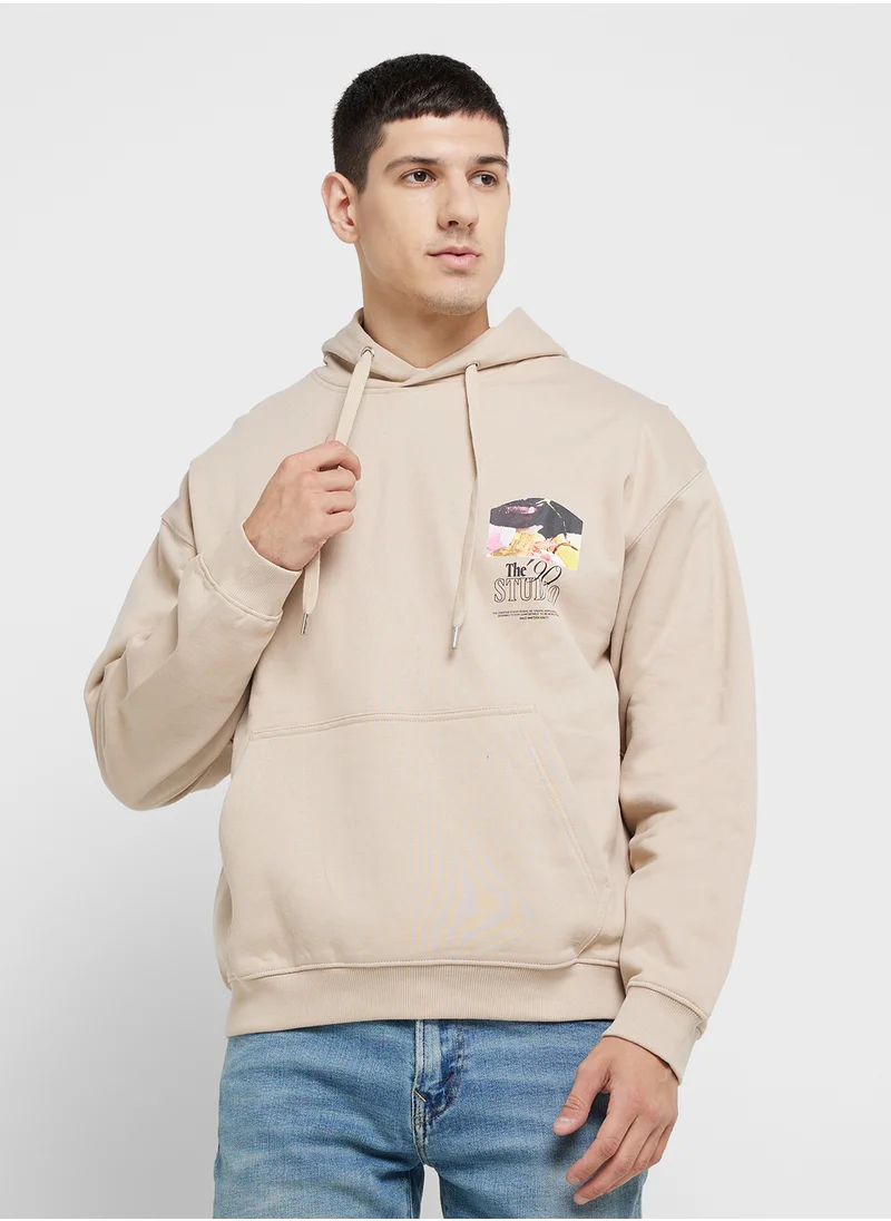 جاك اند جونز Chest Graphic Hoodie