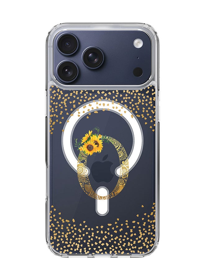 Stylizedd Classic Clear MagSafe Case for iPhone 17 Pro Max , Hybrid Soft Case Flexible Edges Anti Drop TPU PC Gel Thin Transparent Cover [ Designed for iPhone 17 Pro Max ] - Custom Monogram Initial Letter Floral Pattern Alphabet - O  (Clear )