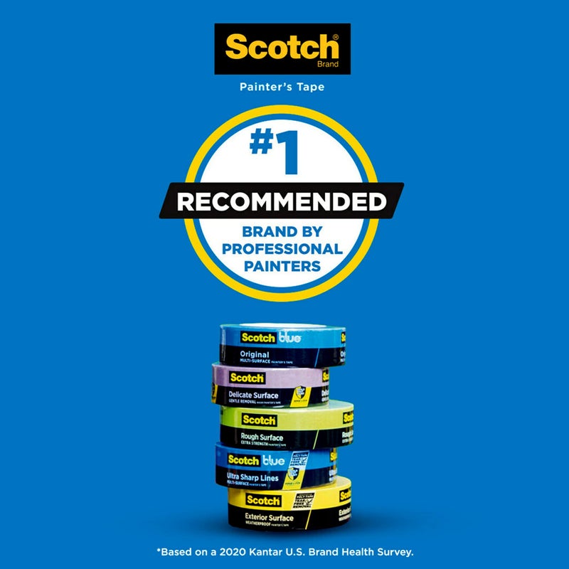 Scotch  Scotch Delicate Surfaces Painters Tape, 1.88 in x 60 yd, Damage-Free Painting Prep, Protect Delicate Surfaces, UV & Sunlight Resistant, Solvent-Free Adhesive, Indoor Masking Tape, 1 Roll (2080-48EC)  - Image 2