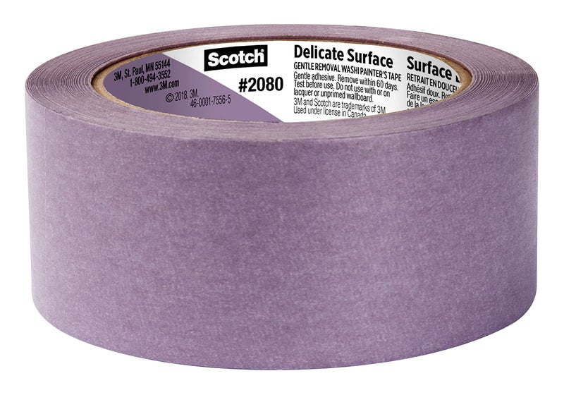 Scotch  Scotch Delicate Surfaces Painters Tape, 1.88 in x 60 yd, Damage-Free Painting Prep, Protect Delicate Surfaces, UV & Sunlight Resistant, Solvent-Free Adhesive, Indoor Masking Tape, 1 Roll (2080-48EC)  - Image 4
