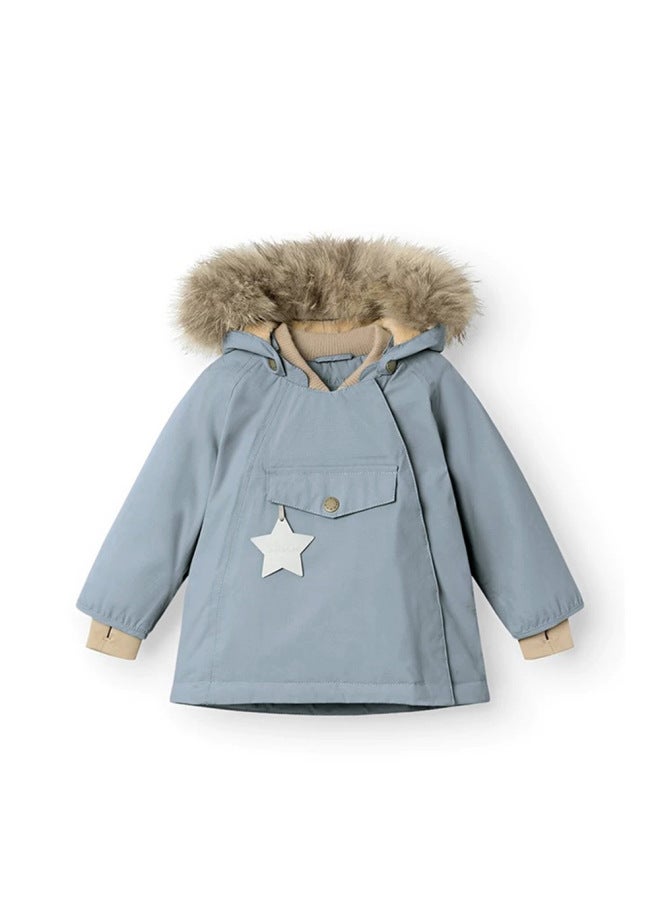 Xinyu Children's Winter Fleece-lined Cotton Jacket Baby White Duck Down Jacket Boys And Girls Elf Hat Cotton Coat