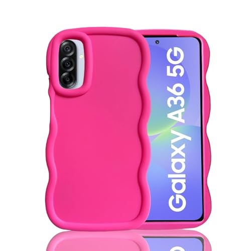 KC Back Cover for Samsung Galaxy A36 5G - 3D Big Wave Shape Shockproof Bumper Soft Silicone Case with Camera Protection (Pink) - Image 4