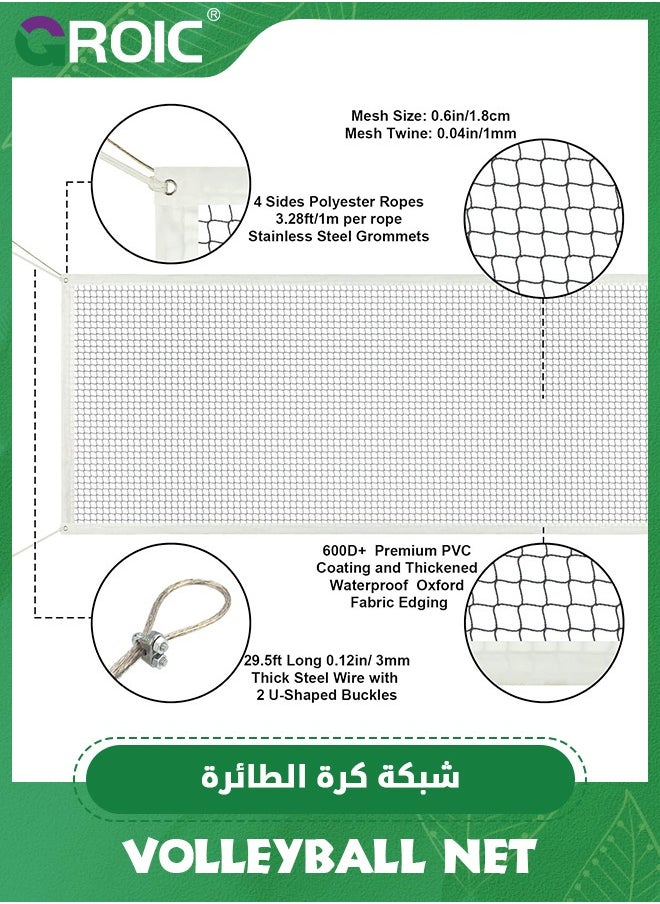 GROIC - Professional Badminton Net Volleyball Net for Backyard, 31.49 FT x 3.28 FT Badminton Volleyball Replacement Net  for Indoor Outdoor, Portable Badminton Nets Heavy Duty for Kids Adults - Image 1