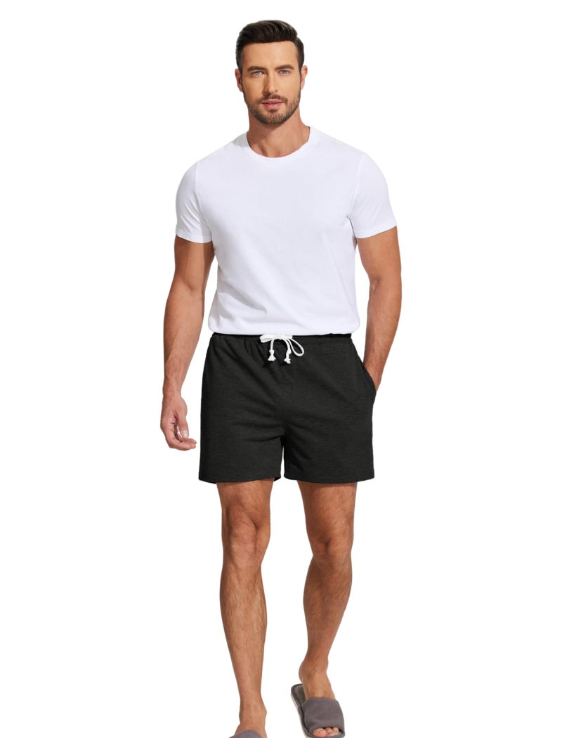 Deyeek 5.5 Inch Mens Pajama Shorts Sleep Cotton Lounge PJ Lightweight Elastic Waist Drawstring Nightwear Bottom with Pockets - Image 2
