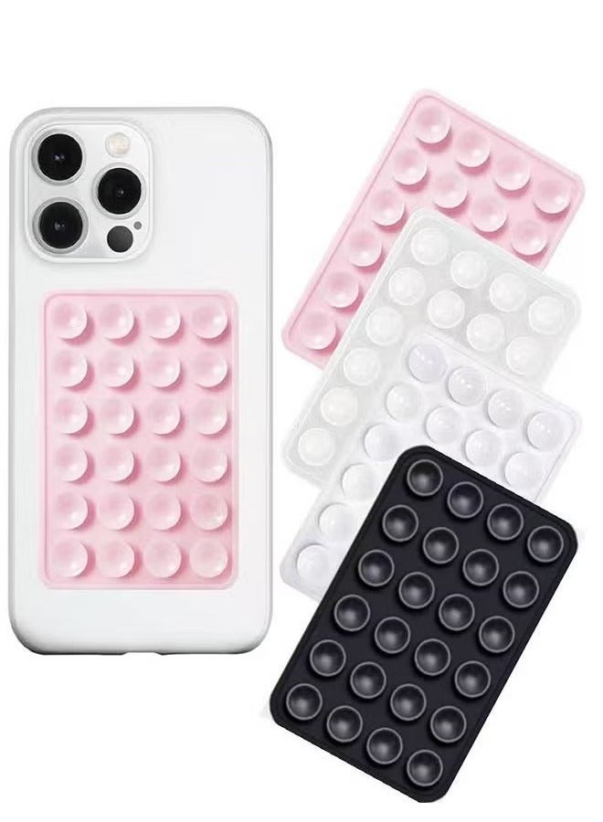 Suction Phone Case Mount, 4Pcs Silicone Phone Suction Grip Compatible with iPhone and Android Cases, Anti-Slip Hands-Free Mobile Accessory Holder, Sticky Phone Grip for Tiktok Videos and Selfies(Pink, black, white, transparent)  - Image 1