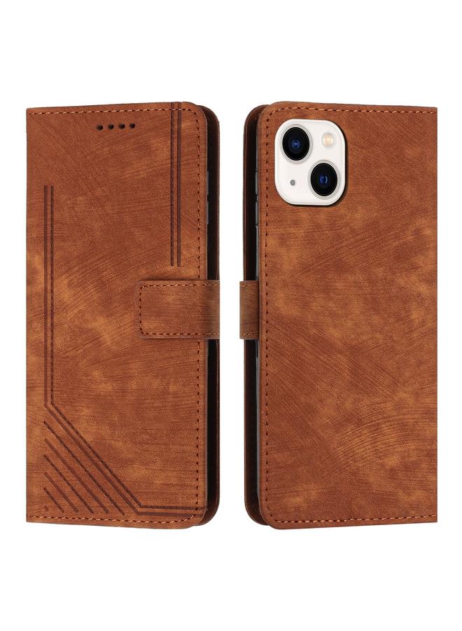 S-TOP Case For iPhone 15 Plus Skin Feel Stripe Pattern Leather Phone Case with Lanyard - Image 2