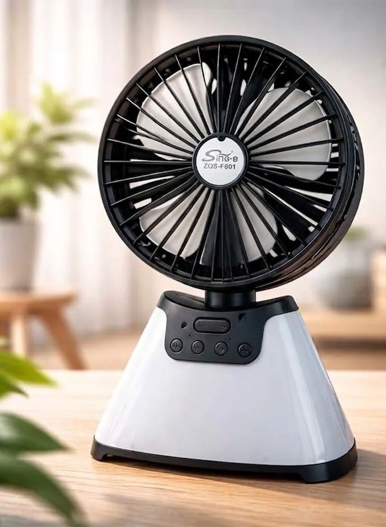 SING-e ZQSF801 Wireless Speaker and Laptop Cooling Fan with Powerful 6000mAh Battery (Black) - Image 1