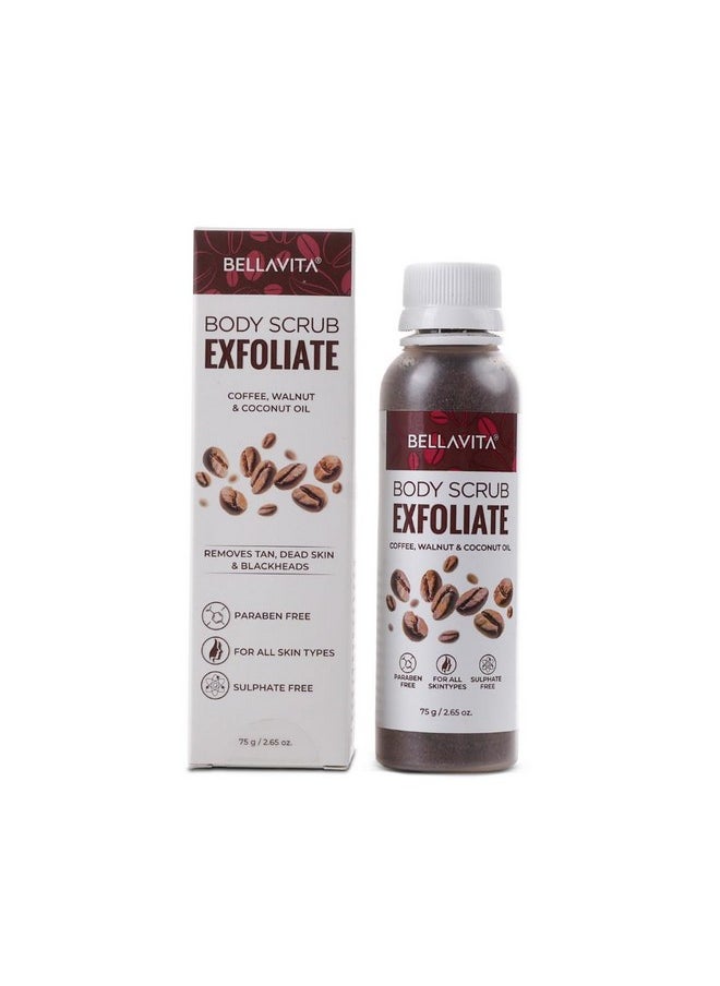 Bella Vita Organic - Bellavita Exfoliate Coffee Scrub For Face & Body, Blackhead Remover, De Tan Removal Ayurveda, Dirt Removal From Neck, Knees, Elbows, Arms 75 G (Pack Of 1) - Image 1