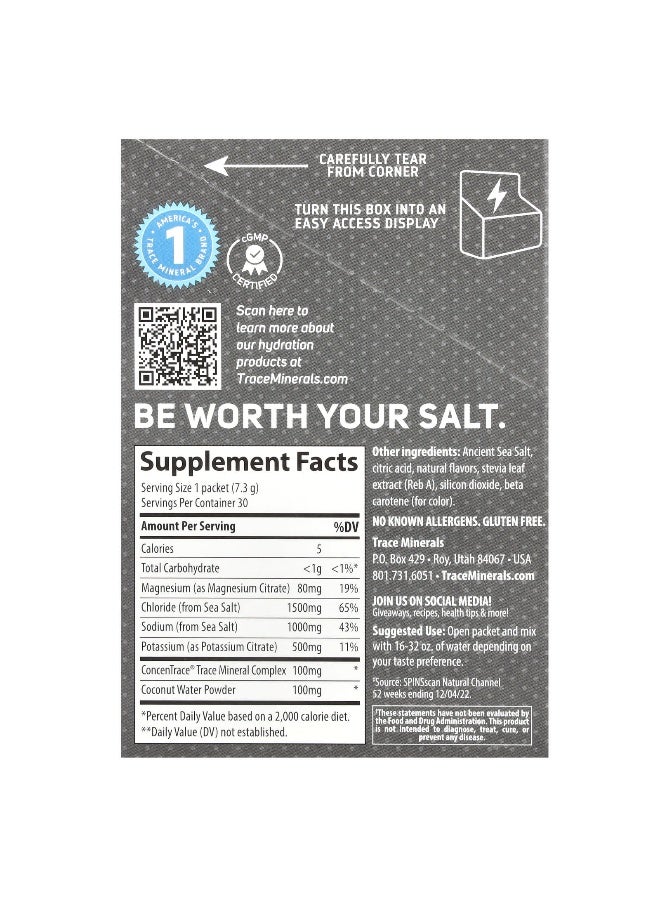 Trace, TM Sport, ZEROLyte, Electrolyte Drink Mix, Salty Mango, 30 Packets, 0.26 oz (7.3 g) Each - Image 2
