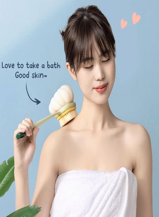 SIMESTICH 2-in-1 Body Bathing Brush with Soft Bristles & Loofah - Dual-Sided Back Scrubber & Shower Brush with Long Handle for Exfoliating, Massaging, and Cleansing Bath Brush for Smooth, Glowing Skin - Image 5