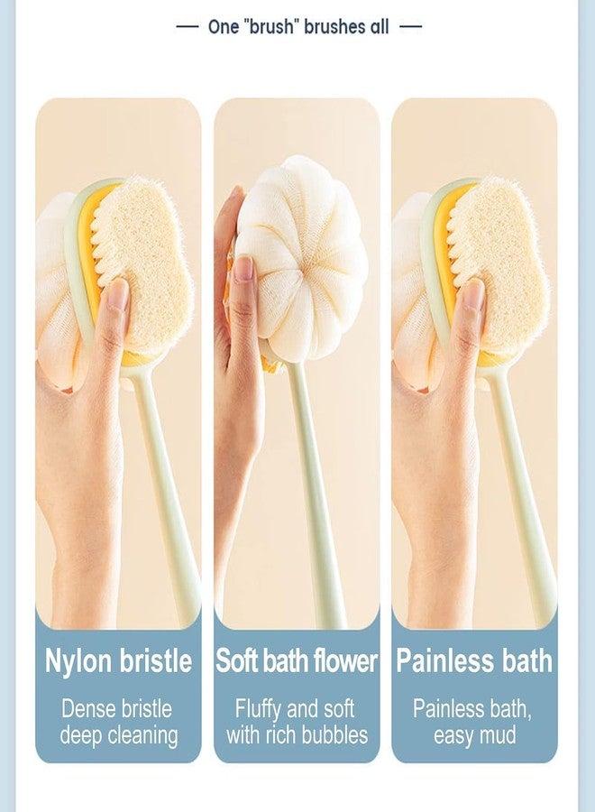 SIMESTICH 2-in-1 Body Bathing Brush with Soft Bristles & Loofah - Dual-Sided Back Scrubber & Shower Brush with Long Handle for Exfoliating, Massaging, and Cleansing Bath Brush for Smooth, Glowing Skin - Image 2
