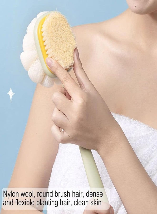 SIMESTICH 2-in-1 Body Bathing Brush with Soft Bristles & Loofah - Dual-Sided Back Scrubber & Shower Brush with Long Handle for Exfoliating, Massaging, and Cleansing Bath Brush for Smooth, Glowing Skin - Image 4