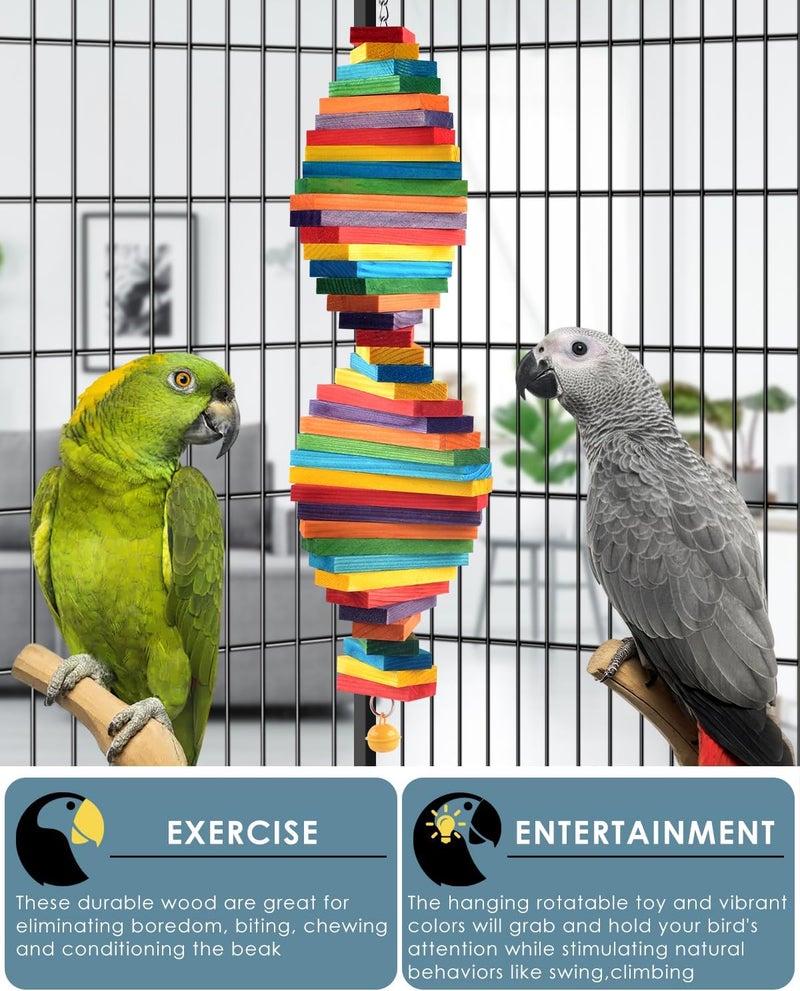 Bissap Bird Chew Toys, Multicolored Bagel Cascade Bird Parrot Chewing Sticks Biting Wooden Blocks Toy for Medium Amazon Cockatiels Cockatoos Macaws and Similar Sized Pet Birds - Image 4