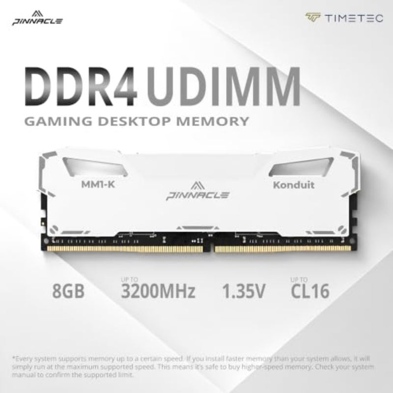 Gaming PC memory module RAM for desktop use, DDR4 3200MHz, white, low-voltage 1.35V with XMP2.0 overclocking support and CL16-18-18-38 timing - Image 2