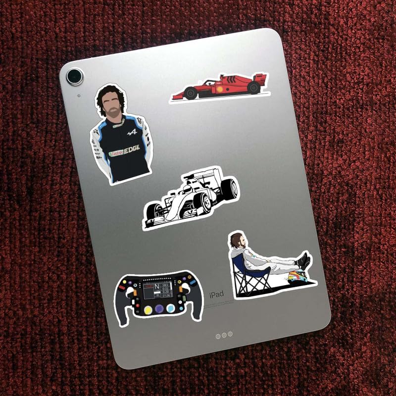CodersParadise Pack of 60 F1 Formula One Racing Vinyl Self-Adhesive Stickers for Laptop, Journal, Diary, Guitar, Mobile Case - Waterproof Residue Free Multicolor Stickers - 3 Inches for Metal, Glass - Image 5