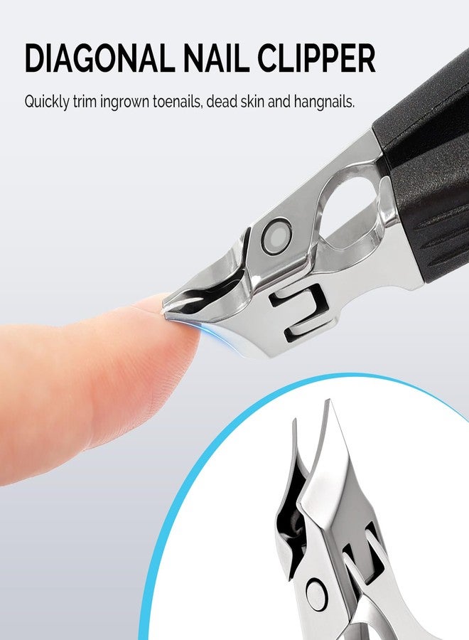 MelodySusie Wide Jaw Opening Nail Clippers Set, 2 pcs Toenail Clippers for Seniors Thick Nails, Anti-Splash Curved and Slanted Nail Clippers for Men Women, Fingernail Cutter with Catcher, Black - Image 3