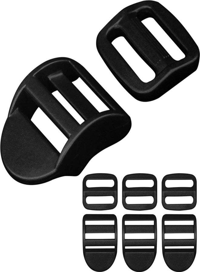 LASIGHT Ladder Slider Buckle for 1" Webbing: 4 Set Plastic Ladder Lock Buckles and Tri-glide Slide Clips Adjustable/Lockable Fit 1 inch (25mm) Wide Nylon Web Strap, Black, 1 inch - Image 1