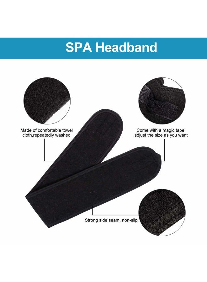 Whaline Spa Facial Headband Make Up Wrap Head Terry Cloth Headband Adjustable Towel for Face Washing,Shower, 3 Pieces (White, Black, Gray) - Image 2