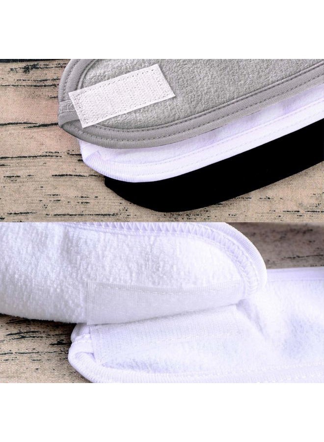 Whaline Spa Facial Headband Make Up Wrap Head Terry Cloth Headband Adjustable Towel for Face Washing,Shower, 3 Pieces (White, Black, Gray) - Image 3