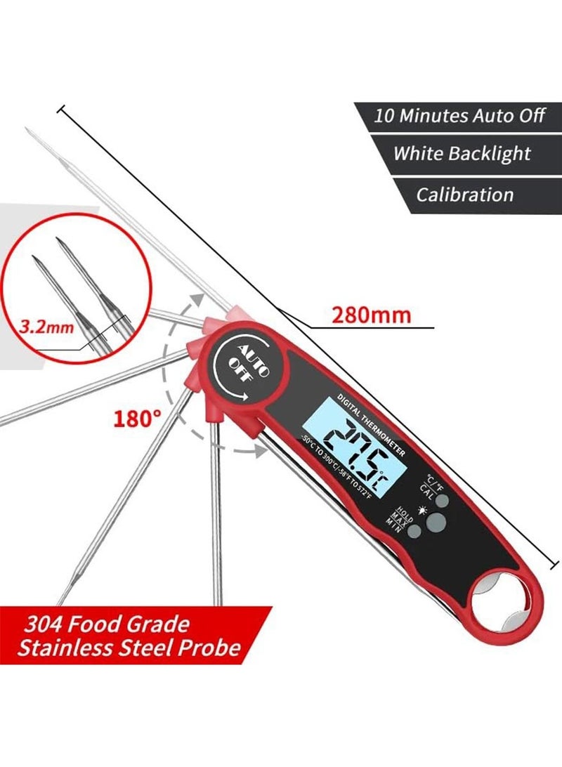 Omelo Digital Meat Thermometer with Bottle Opener - Waterproof Magnetic Instant Read Temperature Folding Probe for Cooking Hot Food Oil Fryer BBQ Grill Smoker Candy Liquids Beef Chicken Lamb Fish Pork - Image 2