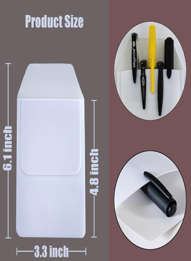 Erewa Pack of 10 Pocket Protectors, Heavy PVC Pen Holder Pouch, Pocket Pen Leak protector for Hospital School Office Supplies (White) - Image 2