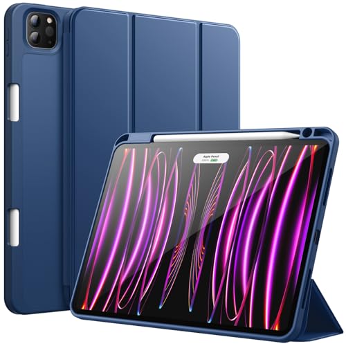 JETech Case for iPad Pro 11 Inch 2022/2021/2020 Model (4th/3rd/2nd Generation), with Pencil Holder, Support 2nd Pencil Charging, Slim Tablet Cover with Soft TPU Back, Auto Wake/Sleep (Navy) - Image 1