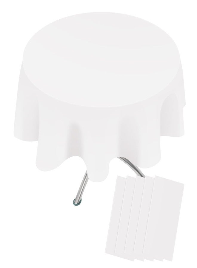 Xnluothsk White 5 Pack 84 Inch Plastic Tablecloth Disposable Tablecloth for Round Table, Party Plastic Table Cloth - Image 1
