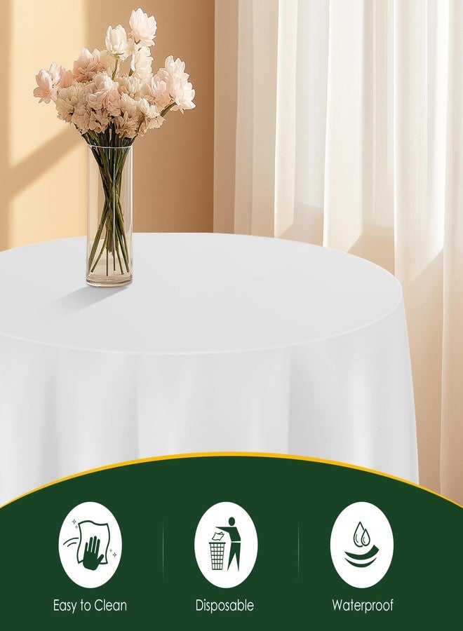 Xnluothsk White 5 Pack 84 Inch Plastic Tablecloth Disposable Tablecloth for Round Table, Party Plastic Table Cloth - Image 4
