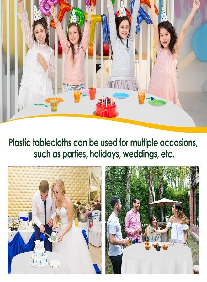 Xnluothsk White 5 Pack 84 Inch Plastic Tablecloth Disposable Tablecloth for Round Table, Party Plastic Table Cloth - Image 5
