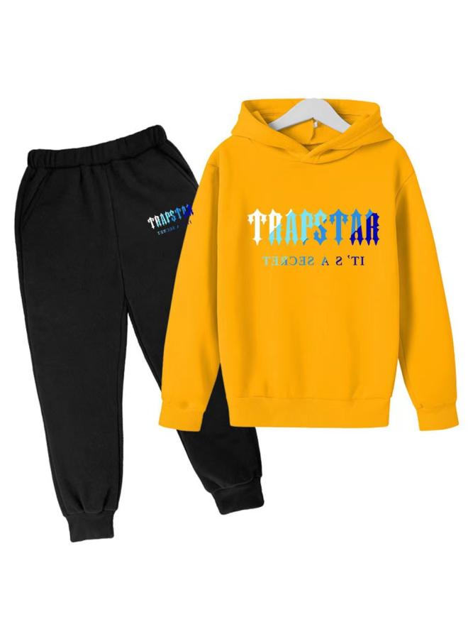 Autumn And Winter Children's Pullover Fleece-lined Hoodie Sweater Children's Clothing Suit Solid Color Casual Children's Clothing Sweater 