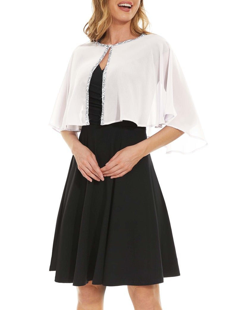 Rheane Shawls and Wraps for Evening Dresses White for Weddings Dresses Cover up Formal Shawls for Women (White) - Image 3