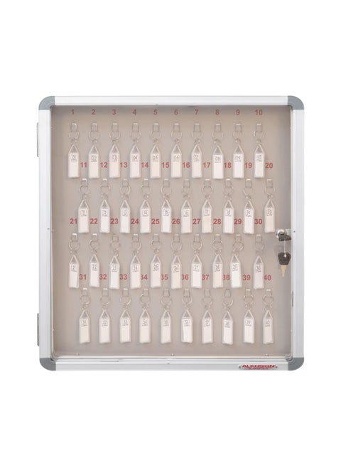 ALKOSIGN Key Cabinet for 40 KeyChains with Steel Back and Inbuilt Slots Key Manager Key Storage Steel Key Organizer Wall Mounting Lockable Key Holder for Industries Factories Offices Hotels